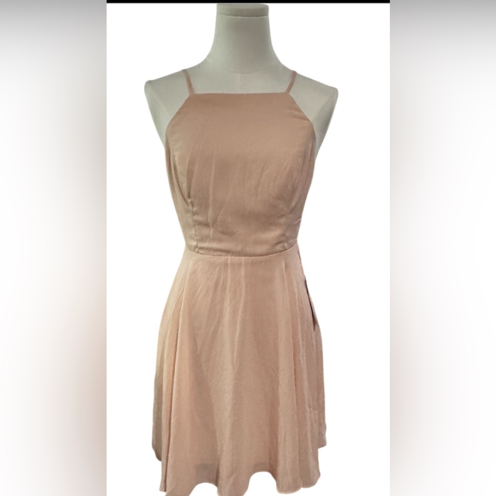 Lulu's Tan Gold Halter Sundress for Weddings